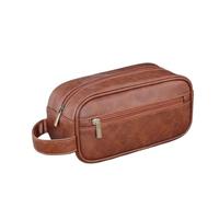 Trousse de Toilette for Homme, Trousse Portable, Grande capacité, Multi-Poches, en Cuir pour Hommes(Light Brown)