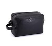 Trousse de Toilette FPF en Cuir, Fermeture éclair, 24 x 17 x 8 cm, Doublée, Poche derriére et intérieur, Noir, Marron (Noir)