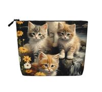 Trousse de toilette Happy Pingouin pour femme, trousse de maquillage de voyage portable, organiseur quotidien avec fermeture éclair, Petit chat mignon, Taille unique