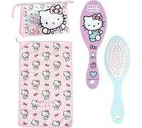 Trousse de toilette Hello Kitty avec peigne, trousse et serviette | Trousse de toilette Hello Kitty pour filles, idéale pour les voyages et les cadeaux, sous licence officielle et design unique