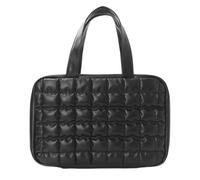 Trousse De Toilette Homme Conception à Carreaux Cuir SynthéTique 4 Fois Grande Capacité ImperméAble Et Antitache Trousse De Toilette Femme Simple Et éLéGant Noir