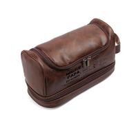 Trousse de Toilette Homme Personnalisée en Cuir PU - Grande Trousse Maquillage Voyage Cadeau Fête des Pères Anniversaire Noël pour Papa Grand-Père Futur Papa avec Noms Gravés (Style 2, 3 Names)