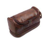 Trousse de Toilette Homme Personnalisée en Cuir PU - Grande Trousse Maquillage Voyage Cadeau Fête des Pères Anniversaire Noël pour Papa Grand-Père Futur Papa avec Noms Gravés (Style 2, 5 Names)