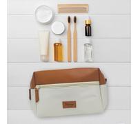 Trousse de Toilette Homme - Pochette Simili Cuir, Polyester Imperméable 21x14x10 - Vanity Homme Format Voyage, Compartiment Souple, Produit Homme Hygiène - Harvey Collection, French Tendance