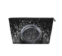 Trousse de toilette imprimée à paillettes argentées brillantes pour femmes et filles, trousse de maquillage portable de voyage en cuir avec fermeture éclair dorée, Argenté., Taille unique, Trousse de