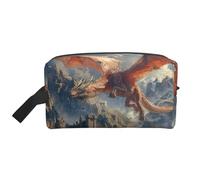 Trousse de toilette imprimée dragons et châteaux pour homme, trousse de toilette de voyage, grande capacité pour femme, blanc, Taille unique