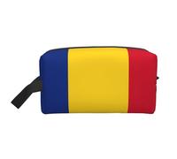 Trousse de toilette imprimée drapeau de la Roumanie pour femme, trousse de toilette de voyage, grande capacité pour homme, blanc, Taille unique