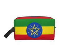 Trousse de toilette imprimée drapeau de l'Éthiopie, grande capacité, pochette de rangement pour banque d'alimentation et câbles