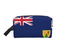 Trousse de toilette imprimée drapeau des îles Turques et Caïques, grande capacité, pochette de rangement pour batterie externe et câbles