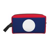 Trousse de toilette imprimée drapeau du Laos pour femme, trousse de toilette de voyage, grande capacité pour homme, blanc, Taille unique