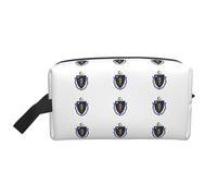 Trousse de toilette imprimée drapeau du Massachusetts - Grande capacité - Pochette de rangement pour batterie externe et câbles