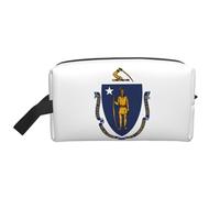 Trousse de toilette imprimée drapeau du Massachusetts - Grande capacité - Pochette de rangement pour batterie externe et câbles