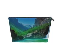 Trousse de toilette imprimée Natural Wonders pour femmes et filles, trousse de maquillage portable en cuir avec fermeture éclair dorée, Argenté., Taille unique, Trousse de toilette