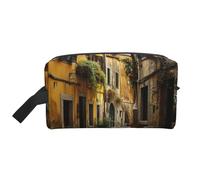 Trousse de toilette italienne avec impression vieille rue pour femme, trousse de toilette de voyage, grande capacité pour homme, blanc, Taille unique