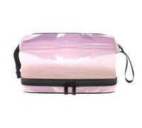 Trousse de toilette japonaise à double couche pour femmes et filles, motif paysage du Mont Fuji avec cerise, trousse de toilette de voyage, trousse de maquillage, pochette de rangement pratique avec