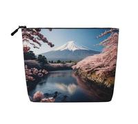 Trousse de toilette japonaise avec impression paysage du Mont Fuji - Grande capacité - Trousse de maquillage de voyage pour femme pour un usage quotidien et voyage, Noir , Taille unique