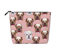 Trousse de toilette mignonne avec motif paresseux de dessin animé pour femme, trousse de maquillage de voyage, organiseur quotidien avec fermeture éclair, Visages de bouledogue anglais, Taille unique
