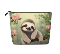 Trousse de toilette mignonne avec motif paresseux de dessin animé pour femme, trousse de maquillage de voyage, organiseur quotidien avec fermeture éclair, Joli paresse., Taille unique