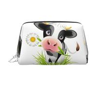 Trousse de toilette mignonne en cuir de vache, trousse de maquillage pour femme, Argenté., Taille unique, Trousse de toilette