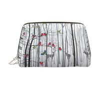 Trousse de toilette motif cerf des neiges et oiseaux Brich Tree - Organiseur de maquillage pratique pour pinceaux de maquillage, rouges à lèvres, doré, Taille unique, Trousse de toilette