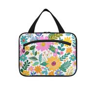Trousse de toilette multicolore à suspendre avec crochet, trousse de maquillage compacte pour femme, Brillance florale multicolore, L, Décontracté