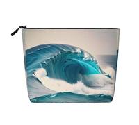 Trousse de Toilette multifonctionnelle imperméable et Grande capacité avec Fermeture éclair, Motif Vagues Bleues, idéale pour Les Voyages d'affaires et la Maison. Porte-Monnaie et Sac à cosmétiques
