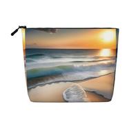 Trousse de Toilette multifonctionnelle imperméable et Grande capacité « Coucher de Soleil sur Les Vagues » avec Fermeture éclair, idéale pour Les Voyages d'affaires et la Maison. Porte-Monnaie et s