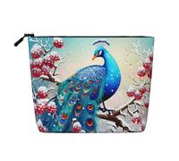 Trousse de toilette noire et blanche pour femme, trousse de toilette de voyage portable, organiseur quotidien avec fermeture éclair, Beau paon et floral, Taille unique
