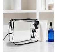 Trousse de toilette noire transparente pour voyage, trousse de toilette transparente avec fermeture éclair, trousse de maquillage pour femmes et hommes, sacs de rangement conformes à l'aéroport pour
