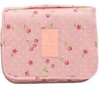 Trousse De Toilette Originale Femme Le-Globe-Trotteur Fleurs Bordeaux Pliable Imperméable Avec Poignée De Transport Pour Produits Beauté Et Douche (Rose Cerise)