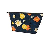 Trousse de Toilette Oxford résistante à l'eau Fleur Marguerite Florale, Trousse de Maquillage Grande capacité avec Fermeture éclair pour Les Filles Femmes Pochette cosmétique de Luxe