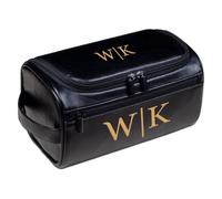 Trousse de toilette personnalisée en cuir - Kit Dopp personnalisé pour homme avec nom gravé, cadeau pour marié, mari, papa, grand-père, anniversaire, anniversaire, Noir , Taille unique, Trousse de