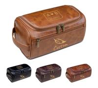 Trousse de toilette personnalisée en cuir pour homme - Kit Dopp gravé personnalisé, organisateur de rasage de voyage, cadeau pour garçons d'honneur, mari ou papa pour la fête des pères ou un
