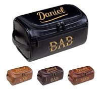Trousse de toilette personnalisée en cuir pour homme, kit Dopp personnalisé avec nom et texte gravés, cadeau pour mari, papa, petit ami, garçons d'honneur, Noël ou anniversaire