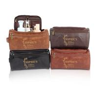 Trousse de toilette personnalisée en cuir pour homme - Sac de voyage gravé personnalisé avec nom Cadeau idéal pour mari, papa, petit ami, lui pour un anniversaire, Noël, un anniversaire, la fête des