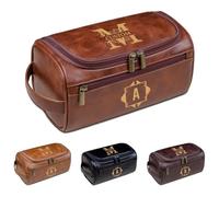 Trousse de toilette personnalisée en cuir pour homme - Trousse de toilette et de rasage gravée personnalisée, cadeau pour mari, papa ou garçons d'honneur pour la fête des pères, Noël ou un