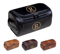 Trousse de toilette personnalisée en cuir synthétique pour homme - Nom et texte gravés - Essentiels de voyage pour mari, papa, témoin - Cadeau parfait pour la fête des pères, Noël et anniversaire de