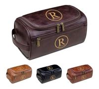 Trousse de toilette personnalisée en cuir synthétique pour homme - Nom et texte gravés - Essentiels de voyage pour mari, papa, témoin - Cadeau parfait pour la fête des pères, Noël et anniversaire de