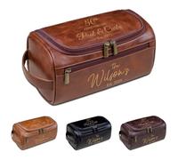 Trousse de toilette personnalisée en cuir synthétique pour homme, trousse de toilette avec initiales personnalisées, sac de rasage de voyage monogrammé, cadeau parfait pour papa, grand-père, mari