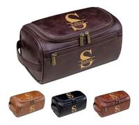 Trousse de toilette personnalisée en cuir - Trousse de toilette personnalisée pour homme, cadeau pour marié, mari, papa, grand-père, anniversaire, mariage, Noël, Café noir, Taille unique, Trousse de