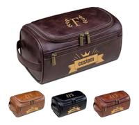 Trousse de toilette personnalisée pour homme - Kit Dopp en cuir gravé personnalisé, sac de rasage et de voyage, cadeau pour père, mari, petit ami ou garçon d'honneur, parfait pour un anniversaire de