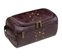 Trousse de toilette personnalisée pour homme - Kit Dopp personnalisé en cuir, organisateur de voyage, cadeau pour mari, papa, petit ami, garçons d'honneur, fête des pères, Noël, Café noir, Taille