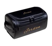 Trousse de toilette personnalisée pour homme - Trousse de maquillage de voyage en cuir gravé, cadeau personnalisé parfait pour petit ami, mari, père, Noël, anniversaire, Noir , Taille unique, Trousse