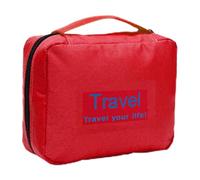 Trousse de toilette pliable | Grande capacité de voyage - Sac de rangement pour brosse à dents, dentifrice, peigne, sac de rangement avec crochet pour camping, caravane, Rouge, Refer to description