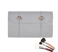 Trousse de toilette pliable pour femme - Sac à brosse de maquillage - Sac cosmétique amovible - Organiseur de trousse de maquillage 4 en 1 - Étui à pinceaux de maquillage pliable