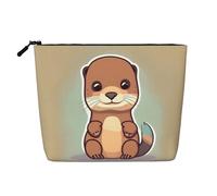 Trousse de toilette polyvalente avec motif loutre de dessin animé - Grande capacité - Trousse de toilette à fermeture éclair, Noir , Taille unique, Trousse de toilette