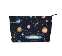 Trousse de toilette portable à motif carte au trésor labyrinthe grande capacité en velours côtelé avec fermeture éclair, La famille solaire, Taille unique