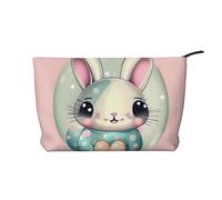 Trousse de toilette portable à motif carte au trésor labyrinthe grande capacité en velours côtelé avec fermeture éclair, Lapin de dessin animé rose, Taille unique