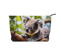 Trousse de toilette portable à motif écossais noir et vert grande capacité en velours côtelé avec fermeture éclair, A Little Koala, Taille unique