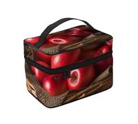 Trousse de toilette portable à rabat avec poignée pour femme et utilisation quotidienne Motif Père Noël, Fruits rouges dans un panier, Taille unique, Trousse de maquillage